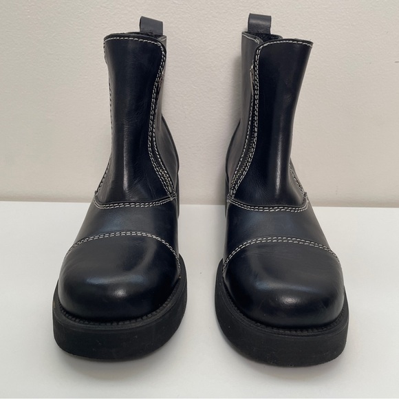 LAX Vintage 90s Y2K chunky moto boots bratz punk combat square toe lug sole sz 9 - Picture 3 of 12